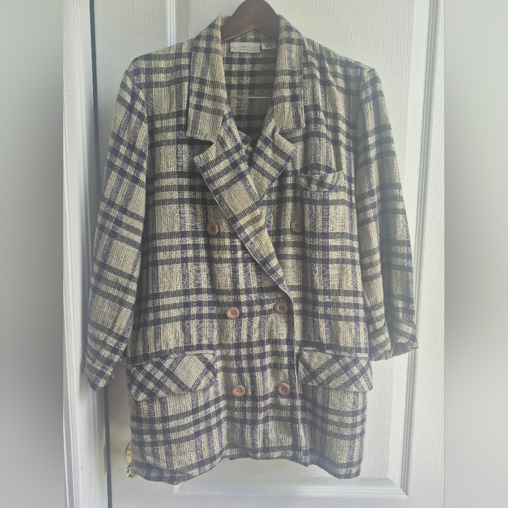 2 Piece Plaid Double-Breasted Women's Shorts SUIT